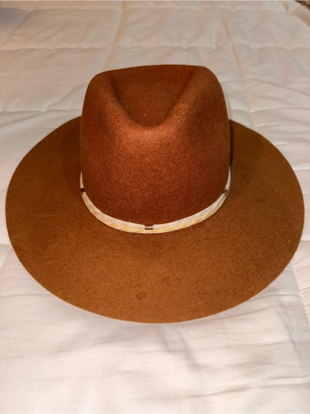 Goorin Bros Rust-Brown Felt Rancher Hat with Cream Band - Picture 7 of 8